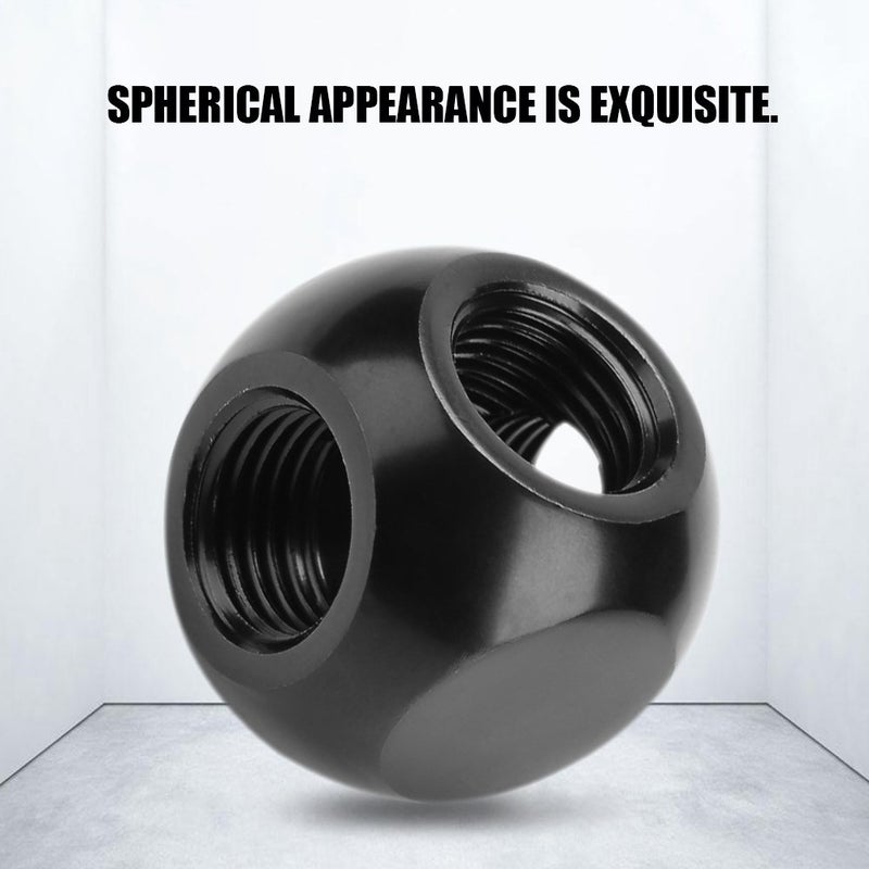 Pomya Computer Water Cooling Spherical 3 Way T-Type Connector G1/4 Threaded Adapter Black, Silver for PC Water Cooling Application(Black) - Image 5